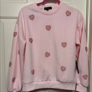 Pink Heart Embellished Sweatshirt